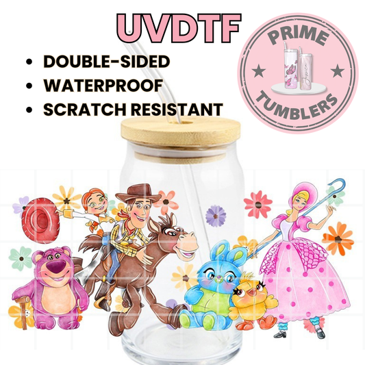 Toy Story movie Jesse Buzz woody 16oz Libbey Glass Cup Wrap UVDTF, Ready to apply decal STICKERS